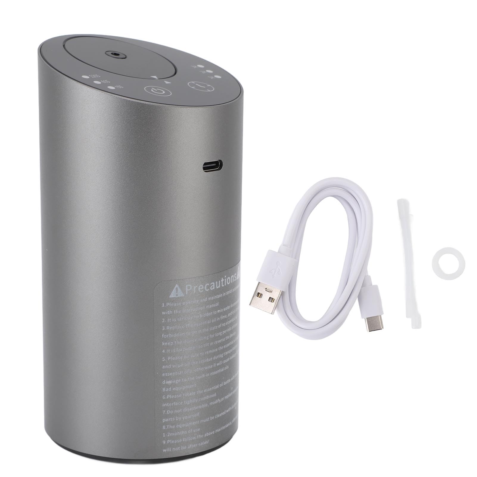Fockety Difusor de Aceites Esenciales, Difusor Portátil de Aromaterapia de Aleación de Aluminio, sin Agua con Capacidad de 20 Ml, Batería de 2000 MAh y Temporizador