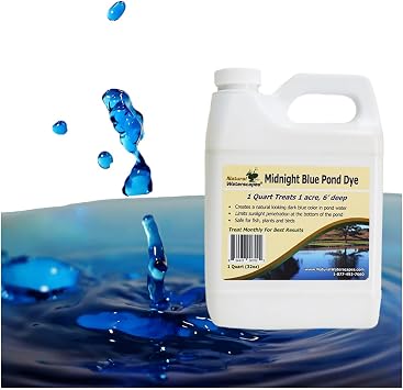 Natural Waterscapes Pond Dye - Midnight Blue Super Concentrate CASE Pack- 1 Quart Treats 1 Acre up to 6 Feet Deep, Dark Natural Looking Blue Pond Dye- Mix of Bright Blue Dye and Black Dye 6