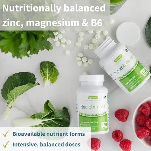 Miniatura 2 de Neurobalance + Focus Brain Booster - Paquete vegano de alta absorción, zinc, magnesio y B6 + cafeína, aminoácidos y vitaminas B metiladas, por