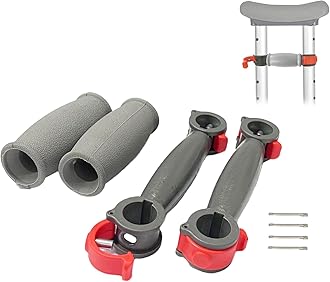 Crutch Hand Grips Kits, Elderly Solid Replacement Cushion Handles Cane Handgrips Adjustable Aluminum Crutch, 2 Pcs