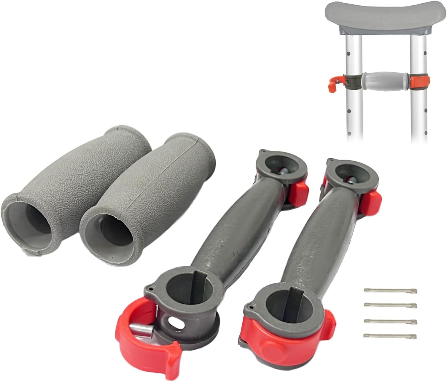 Crutch Hand Grips Kits, Elderly Solid Replacement Cushion Handles Cane Handgrips Adjustable Aluminum Crutch, 2 Pcs
