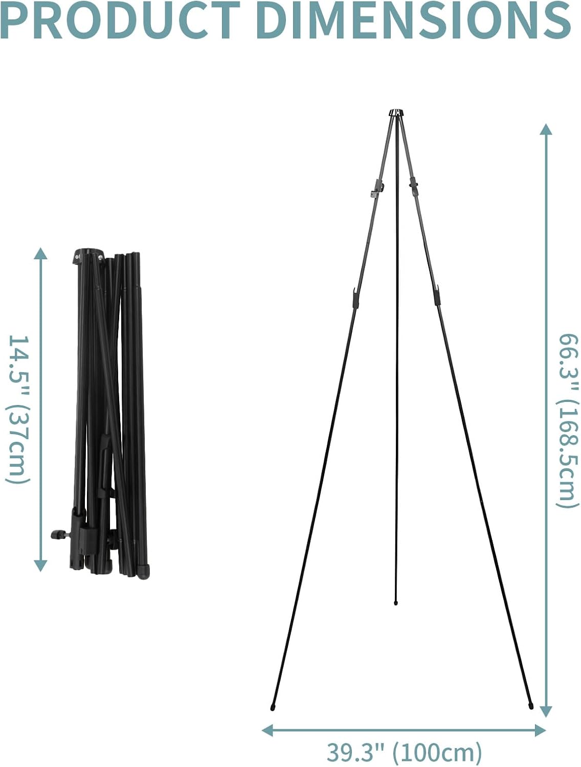 3 Pack Black Easel Stand for Sign, 66" Adjustable Portable Metal Display Easel with Tripod Base, Collapsible Sign Stand for Wedding Sign, Painting Canvas, Quick-Setup