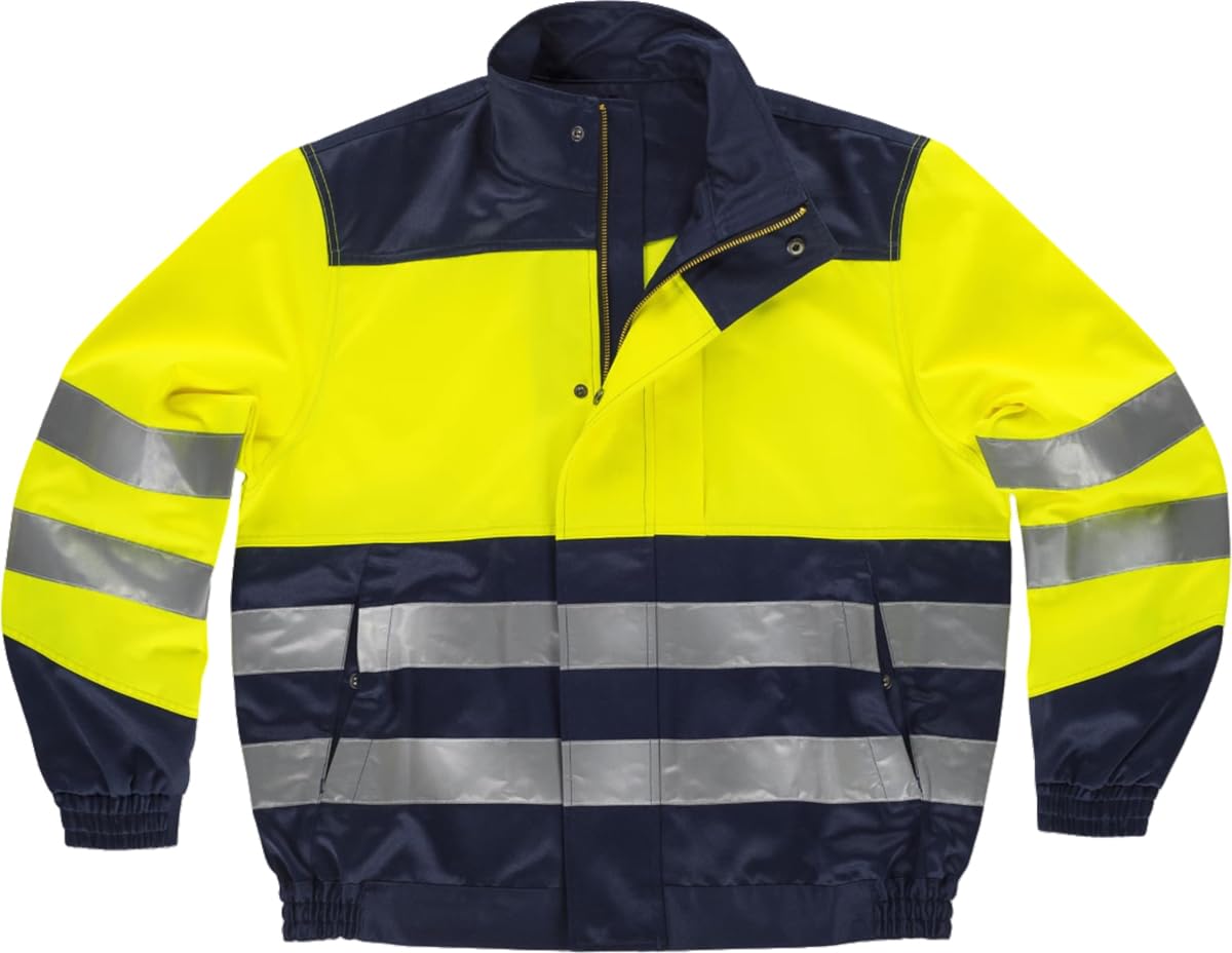 WORKTEAM Cazadora Antiestática y Contra Productos Químicos, Alta Visibilidad Clase 1 EN ISO 20471, Cintas Reflectantes, Cremallera Metálica y Puños Elásticos Unisex