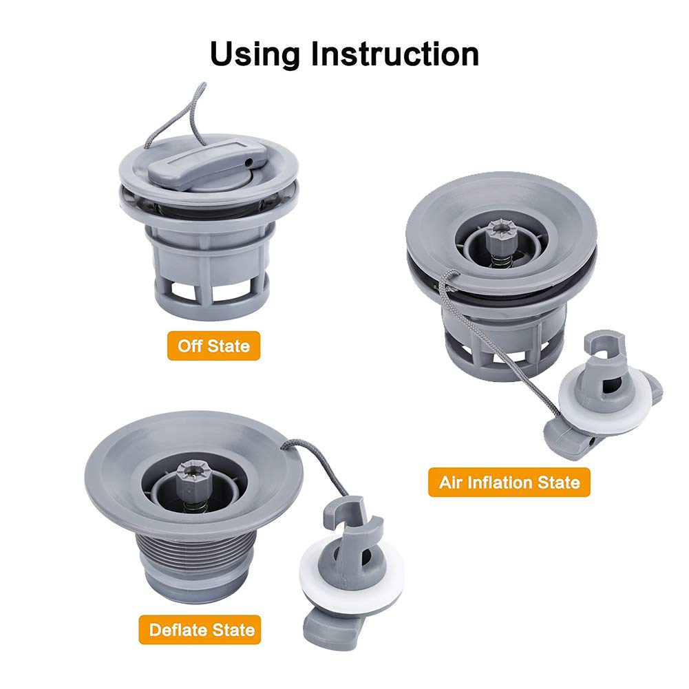 Lot De 2 Valves Pour Bateau Gonflable - PVC Haute Densité, Diamètre Fileté 22mm, Pour Kayak, Canoë, Piscine - 5