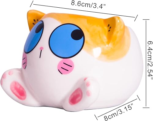 Miniatura 2 de Lindas macetas suculentas con drenaje, macetas para plantas de gato para plantas de interior, macetas pequeñas de animalito de 3.4 pulgadas, macetas