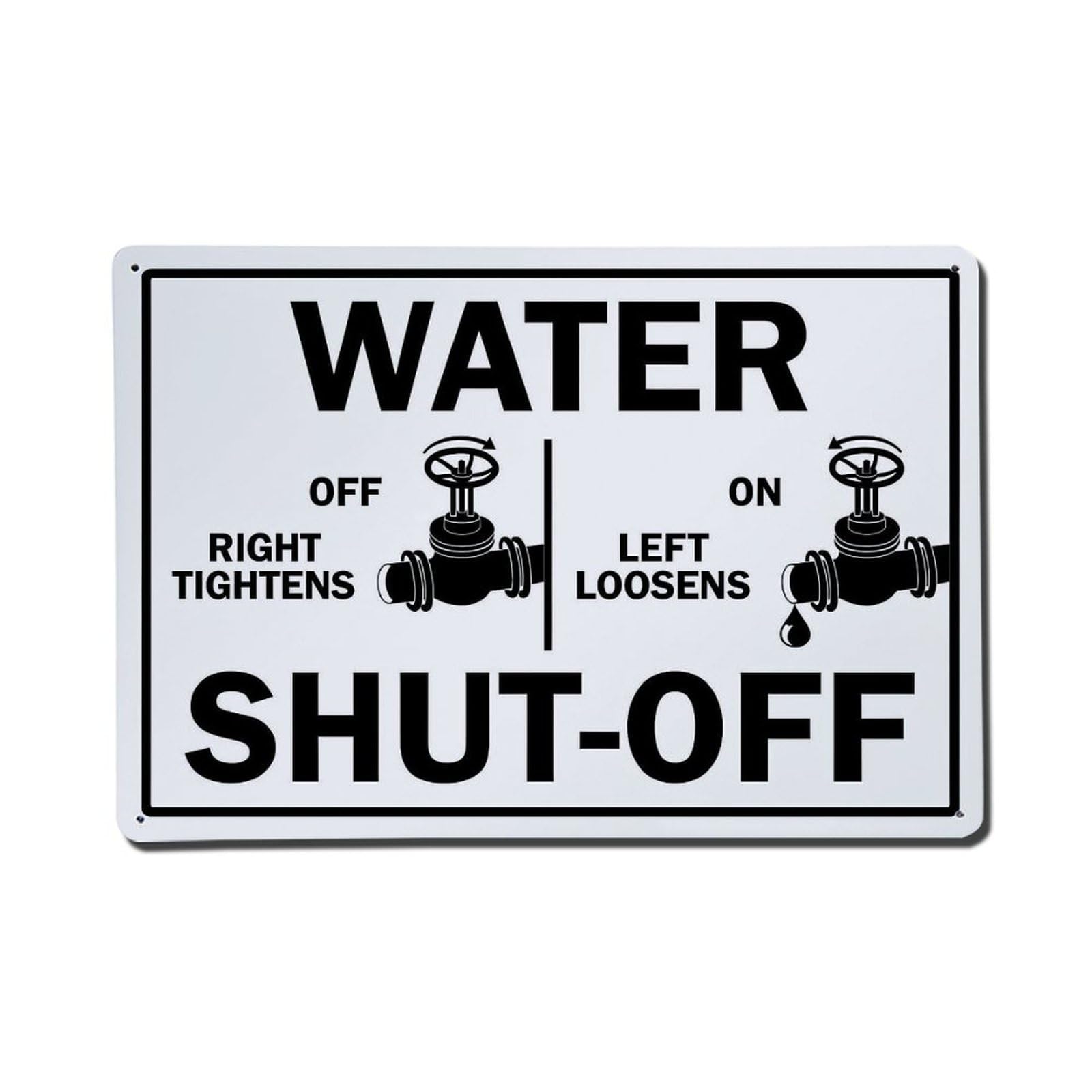 Water Shut Off Valve Instructions Retro Metal Tin Sign, Vintage Metal Poster for Home, Gaming Room, Studio Workshop,Bar,Garage Wall Art Decor 8x12 Inch