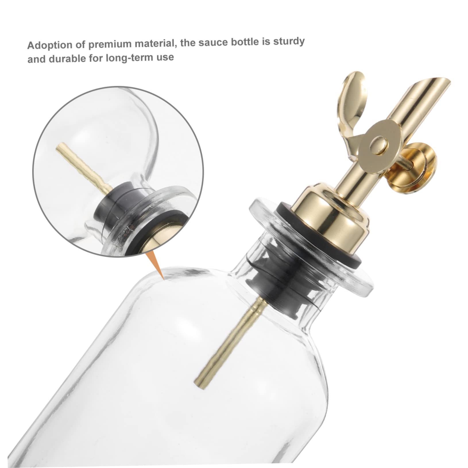 Botella Dispensadora de Aceite Automática de Vidrio 350ml, 2 Piezas | Tapa Dorada, Acero Inoxidable, Control de Aceite Apertura Automática, Formato para Cocina y Mesa