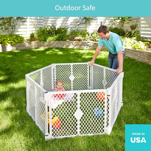 Image of Toddleroo by North States - Superyard Baby Play Yard: Freestanding 6 Panel Baby Playpen - Indoor or Outdoor Use - Made in USA - Encloses Up to 18.5 Square Feet - 26 Inches Tall - Pink