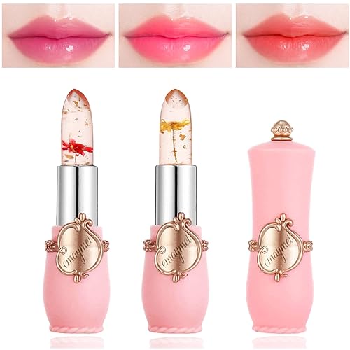 Paquete de 2 lápices labiales con flores de gelatina de cristal, cambio de color de temperatura, brillo de labios, lápiz labial ph transparente, disponible en Yaxa Colombia