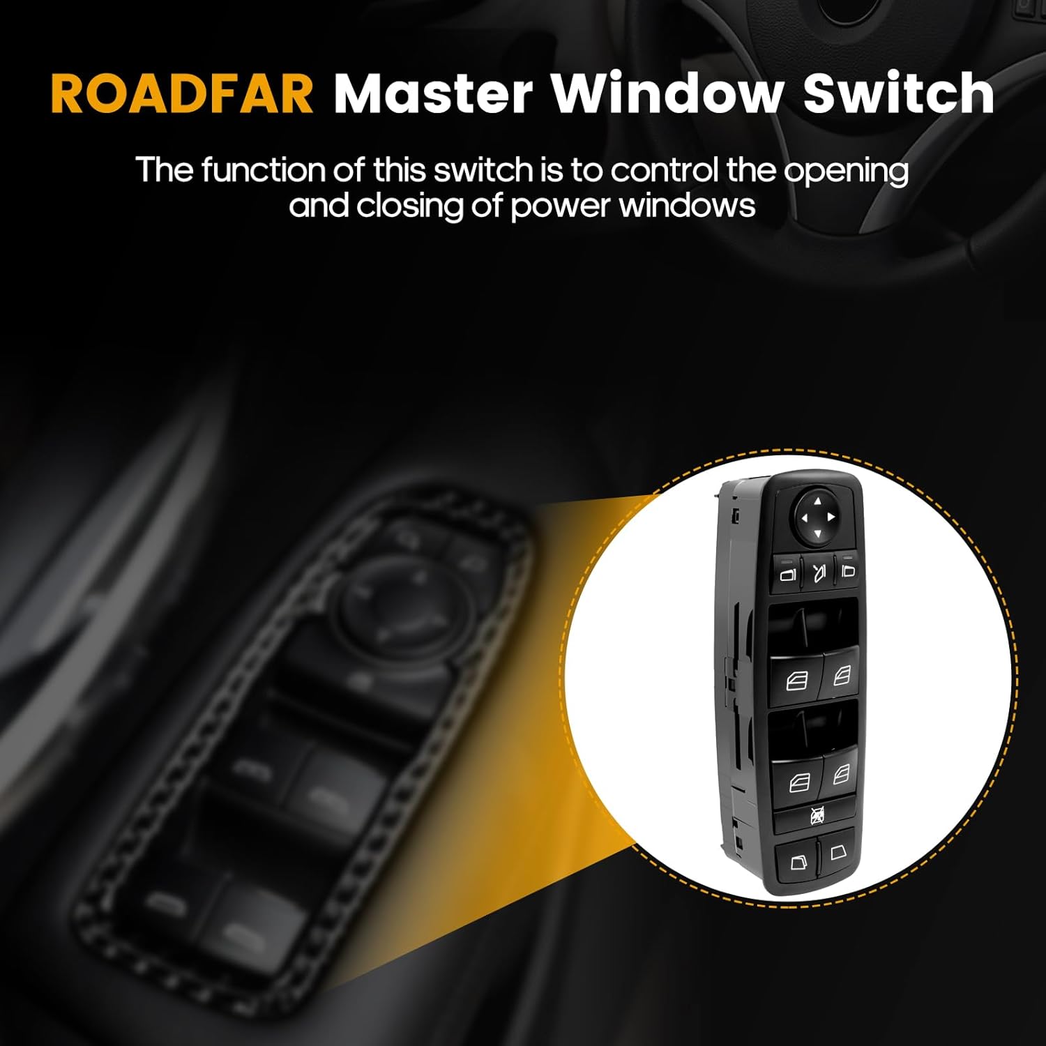 Window Switch Power Window Switch Master Control Switch Front Driver Side Replacement Parts fits for 2007-2009 Mercedes-Benz GL320 R320 2010-2012 GL350 2007-2012 GL450 2008-2012 GL550 2518300390