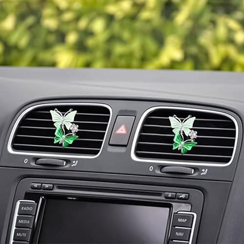 Miniatura 5 de 1 pieza de clips para ventilación de aire de coche, lindo clip de ventilación de coche con diamantes de imitación de mariposa doble, difusor de