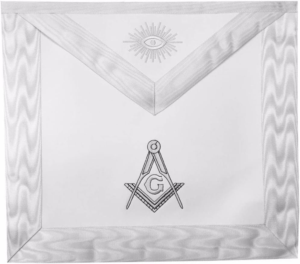 BRICKS MASONS Master Mason Blue Lodge Apron - White Square & Compass G
