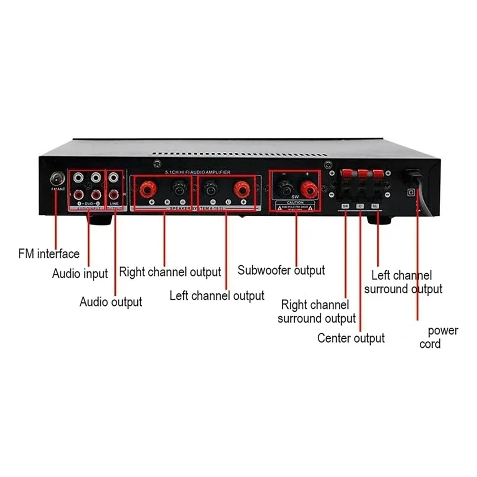 AV-369BT Amplificatore stereo HiFi a 6 canali con amplificatore audio Bluetooth 5.1