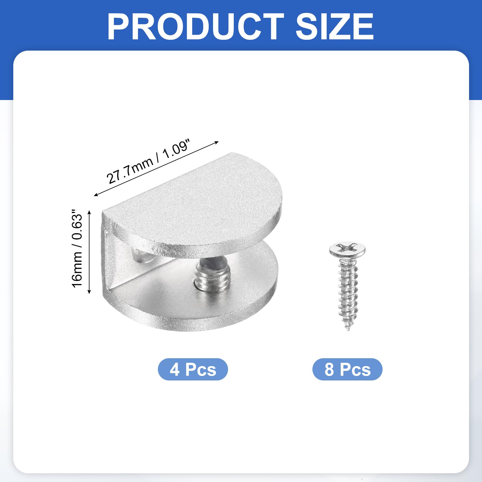 PATIKIL 4 Pcs Adjustable Frameless Glass Shelf Bracket - Image 2