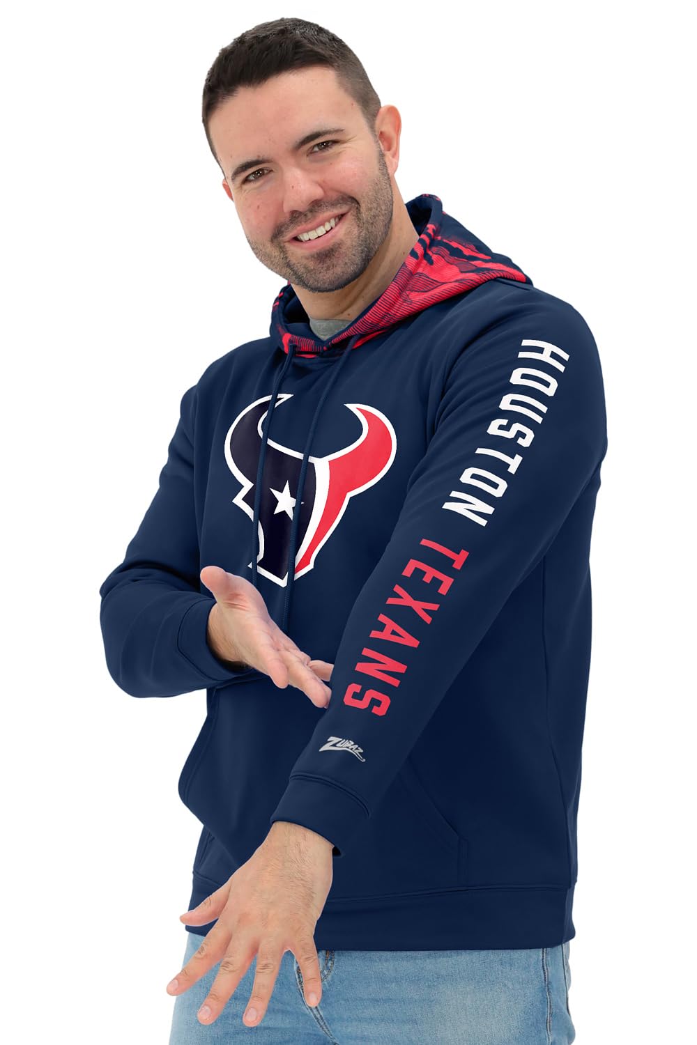 Zubaz NFL Football Men's Solid Team Hoodie with Camo Lined Hood and Sleeve Graphic — view 110