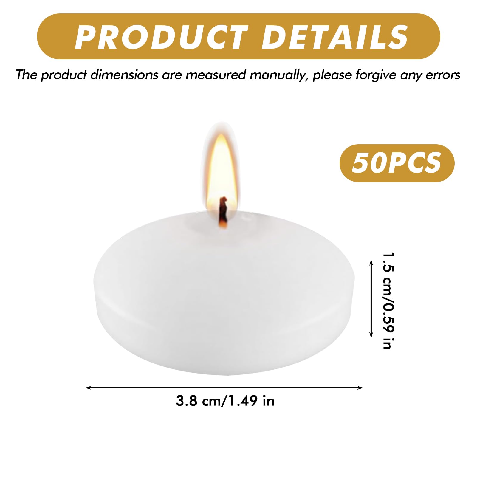 50 candele galleggianti, per San Valentino, Natale, matrimonio, cena, colore bianco