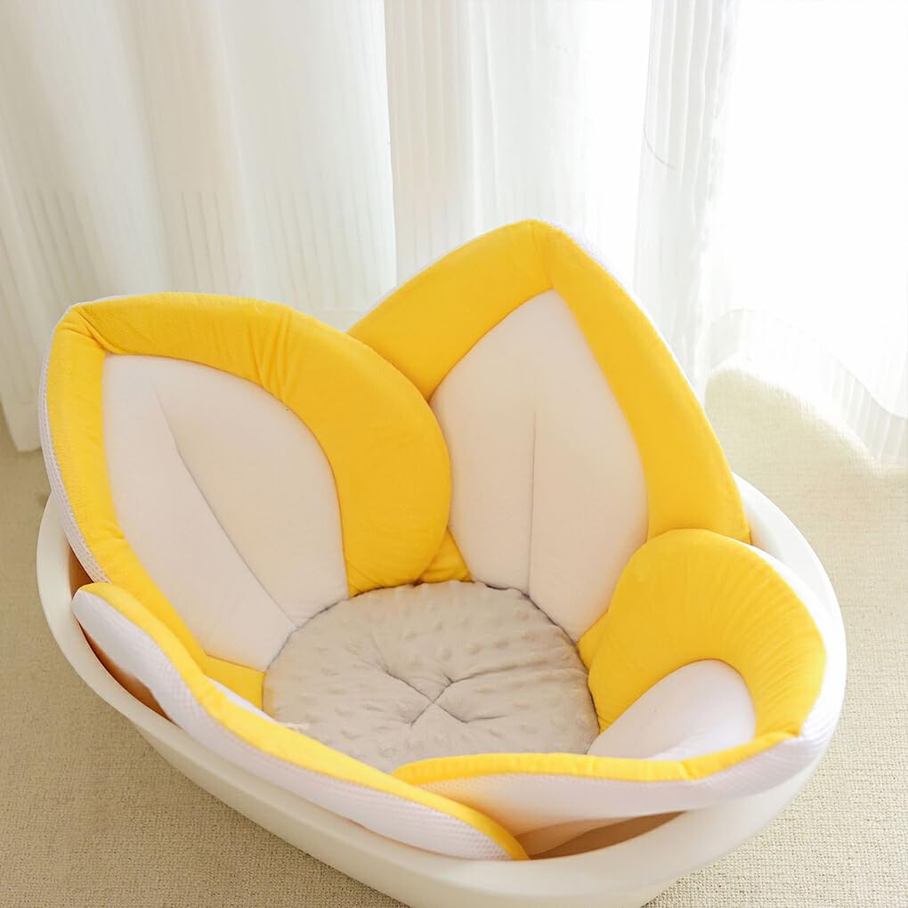 Coussin de Bain Bébé Doux et Confortable, Tissu Heureux et détendu, Bain Fleur Siège de Bain Bébé Tapis de Siège en Maille, Côté Blanc, 80cm