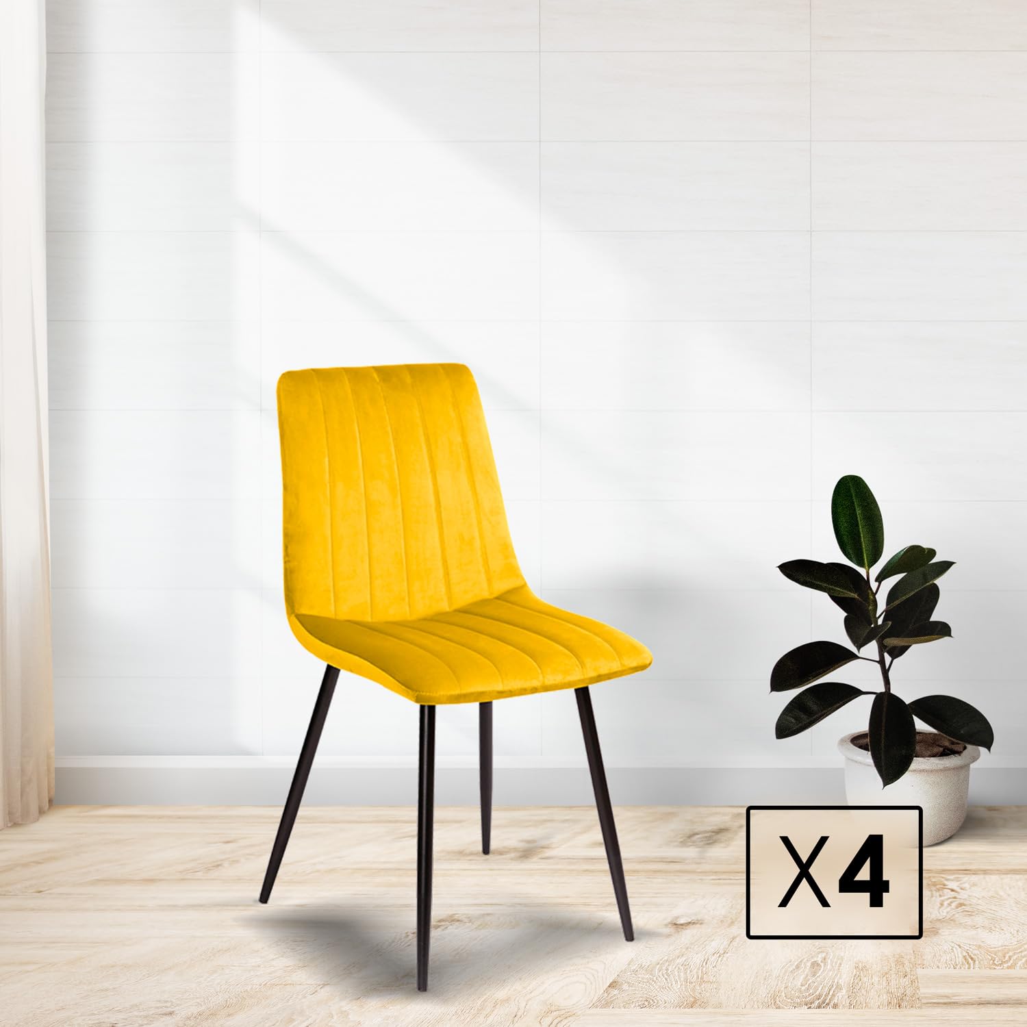 La Silla Española Denia Sedia, Metallo Tessuti, Giallo Senape, 44cm (ancho) x 55cm (Fondo) x 88,5cm (Alto)