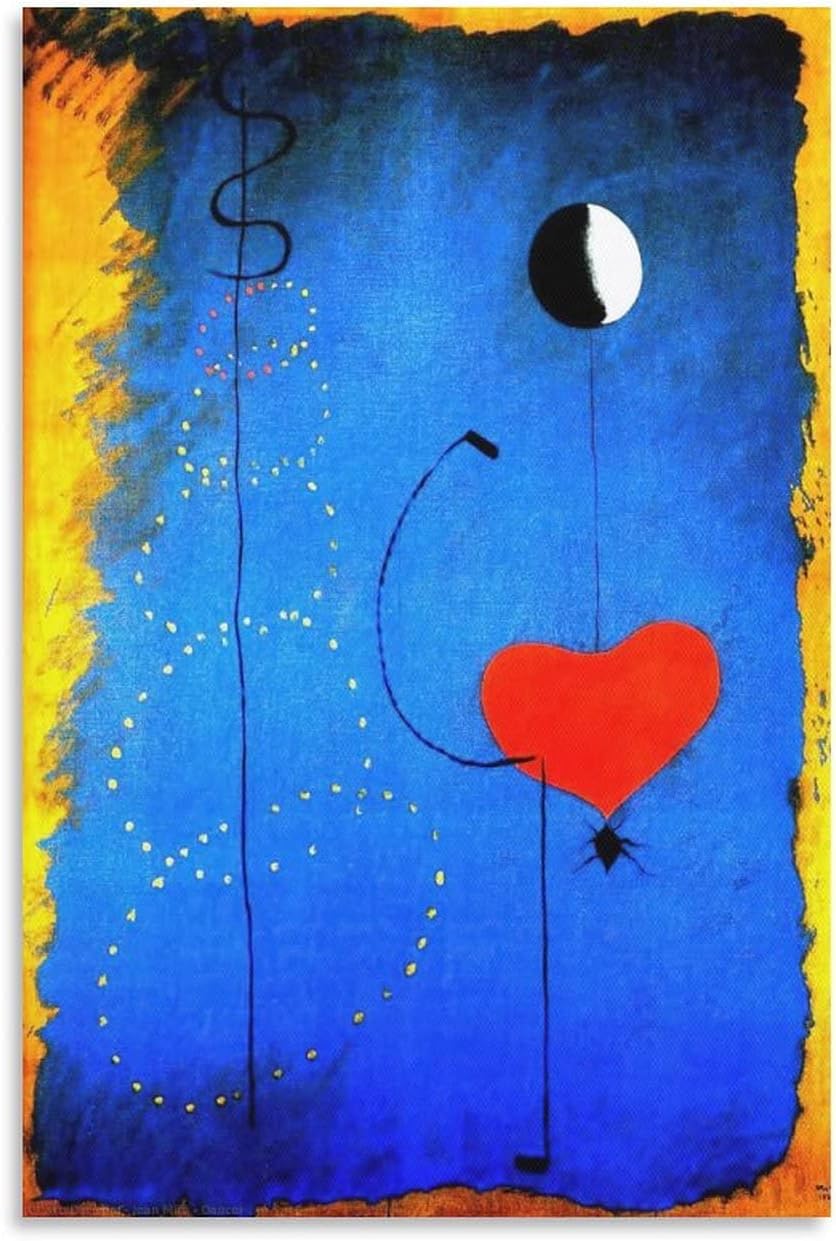 QSDTGHUIKP Dancer Poster by Joan Miro Prints Surrealism Wall Art Joan Miro Vintage Canvas Painting Abstract Picture for Living Room Decor 40x65cm Frameless