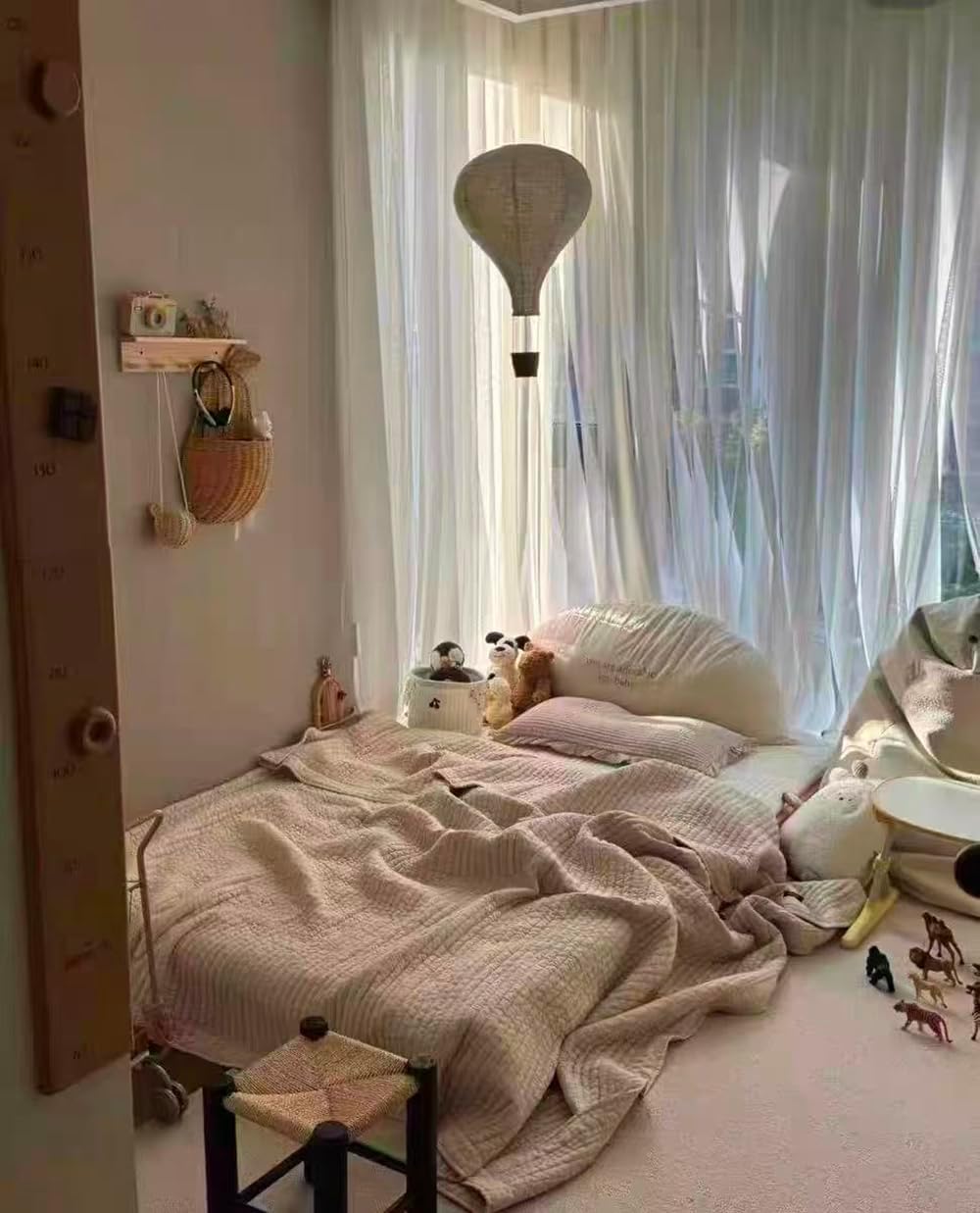 Hot Air Balloon Pendant Light​ White Lantern with Wicker Basket​ Themed Nursery Decor for Kids Room Kids Shower Gift Magical Ceiling Ornament​