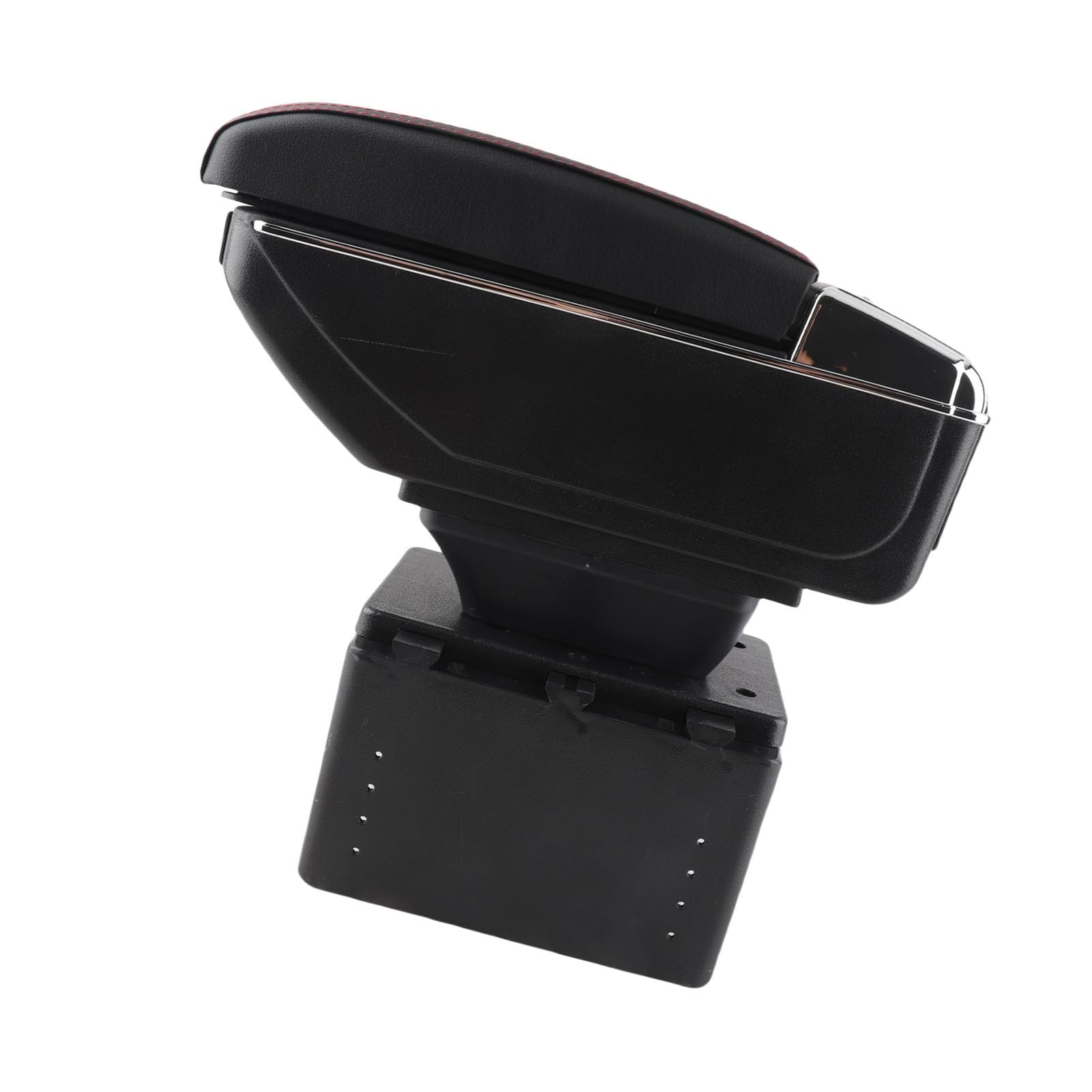 Ejoyous Uniwersalny Podłokietnik ze Schowkiem, Podłokietnik Konsoli środkowej Samochodu ABS z Portami ładowania USB, Dwuwarstwowy Schowek, Regulowane Dopasowanie od 12 do 21 Cm, Czarna Skóra dla