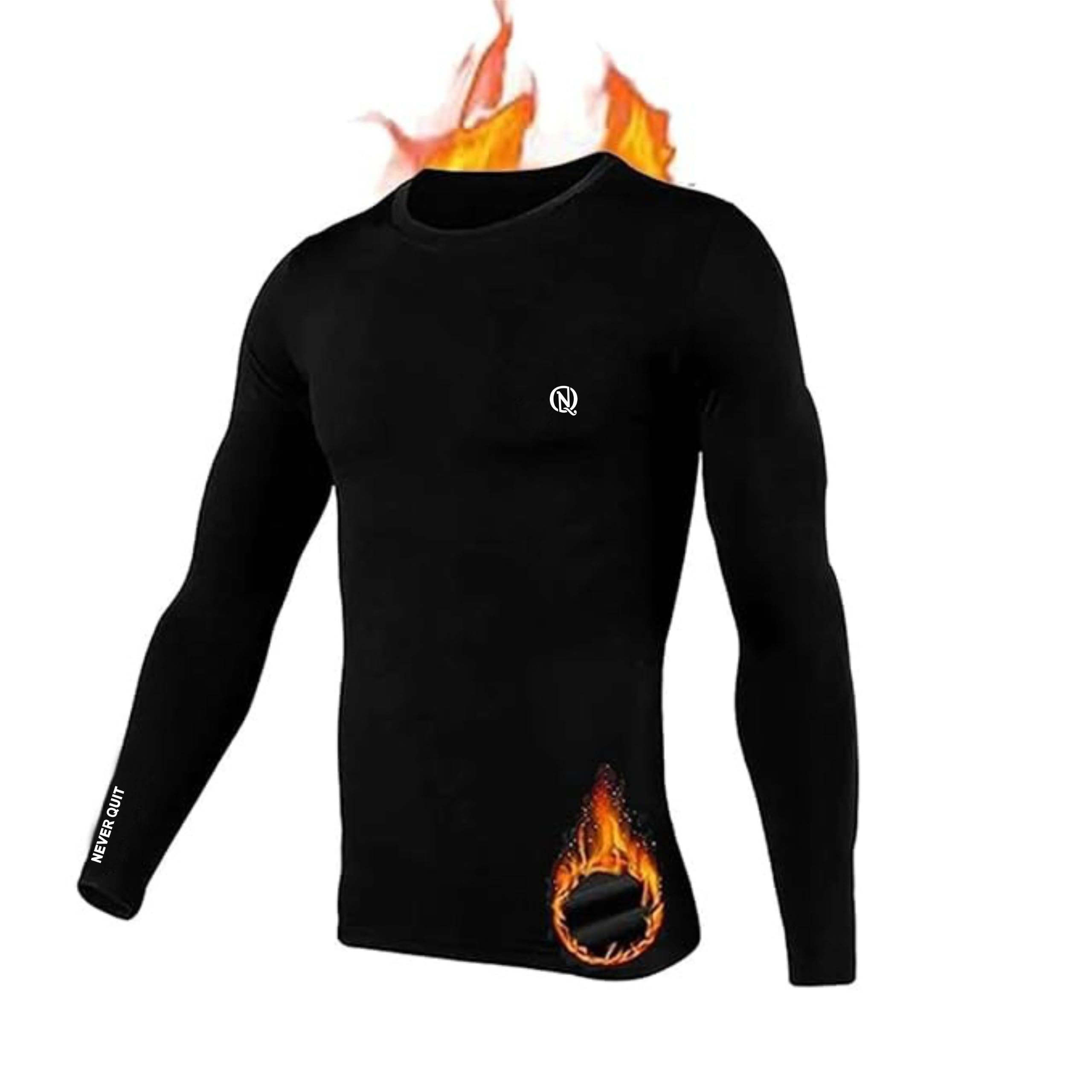 Mens Thermal Compression Shirts, Warm Long Sleeve Round Neck Tops Athletic Base Layer for Running Cold Weather Undershirt-image-18