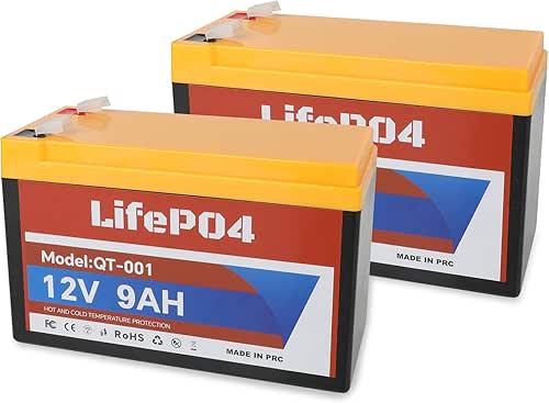 [2-Pack] 12V 9Ah LiFePO4 Battery, 4000+ Deep Cycles Rechargeable Lithium