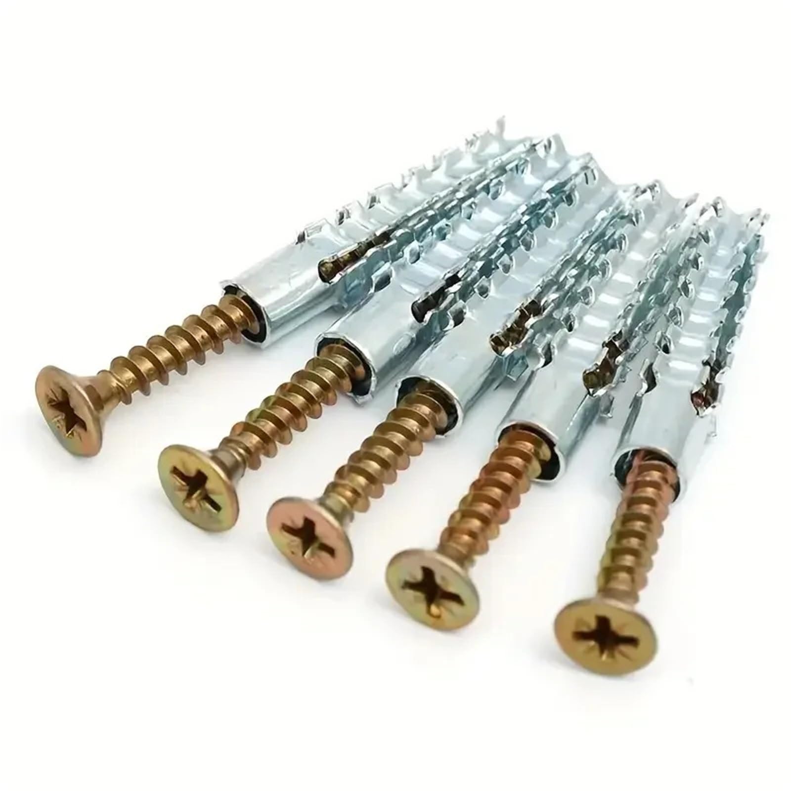 Pernos De Expansión 10/200 juegos de tornillos autorroscantes tubo expansión Metal, tapón perforación, anclajes pared hormigón, sujetadores(100 Sets)
