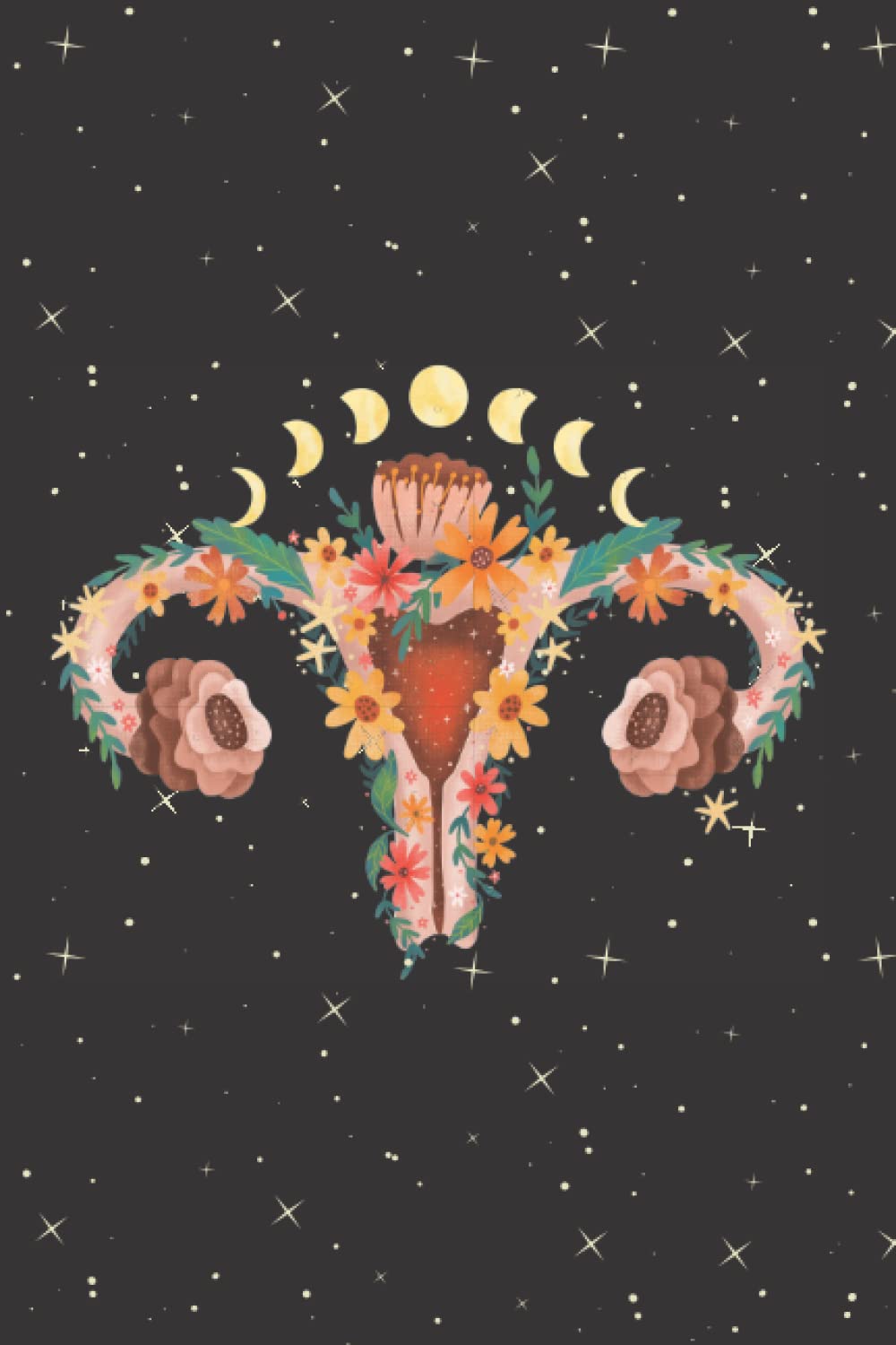 Uterus with Flowers and Moon Phases Notebook Journal: Mystical & Spiritual Witchy Journal | Witch Gift Notebook | Blank Book of Shadows | Aesthetic Moon Notebook