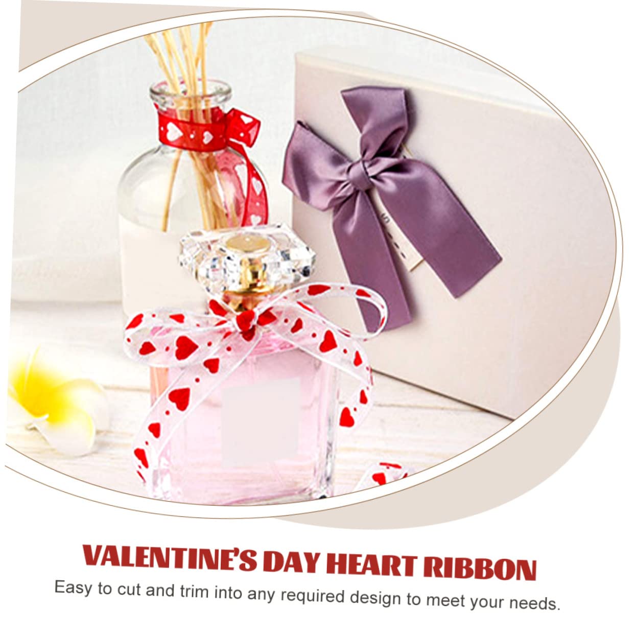 SHINEOFI 3 Sätze Valentinstag Verpackungsband Hochzeitsband Valentinstag Bänder Stift Sackleinen Bögen Seidenband Ribbon Geschenkband Roll Banddekor Herz-design-band Polyester 3 Rollen * 3