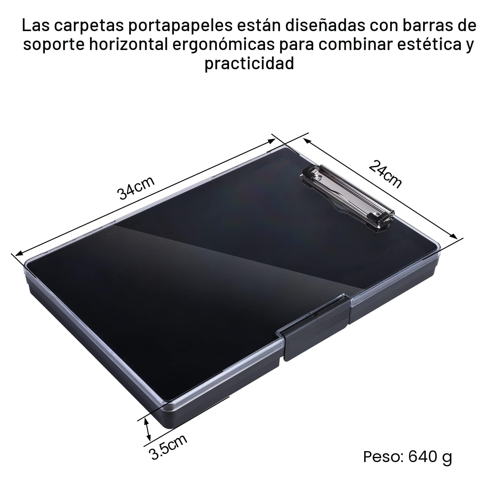FRETONBA Portapapeles A4 con Compartimento de Almacenamiento - Portapapeles de Plástico con Estante, Portapapeles ligero, Portapapeles con Compartimento para Escuela, Industria, Oficina - Negro