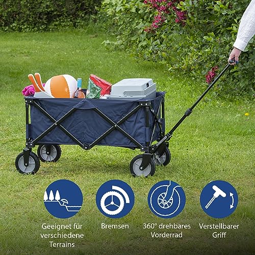 Campart HC-0910 klappbarer Strandwagen/ Bollerwagen - 70 Kilogramm Belastbarkeit - Blau mit Tasche