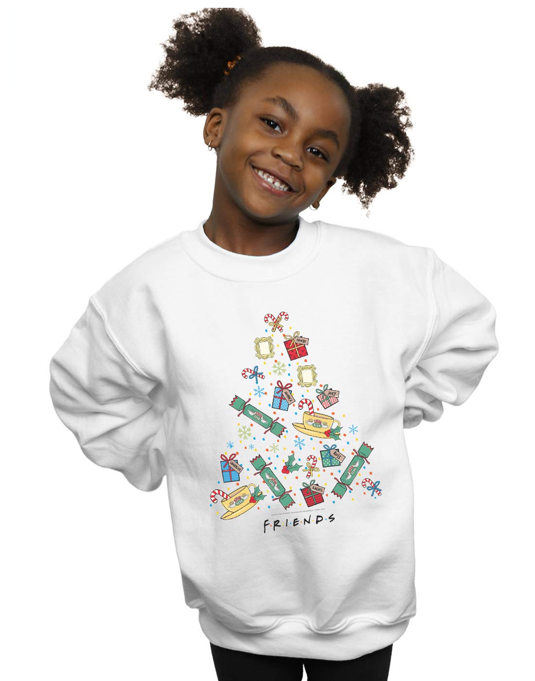 Absolute Cult Friends Girls Christmas Tree Sweatshirt White 12-13 years
