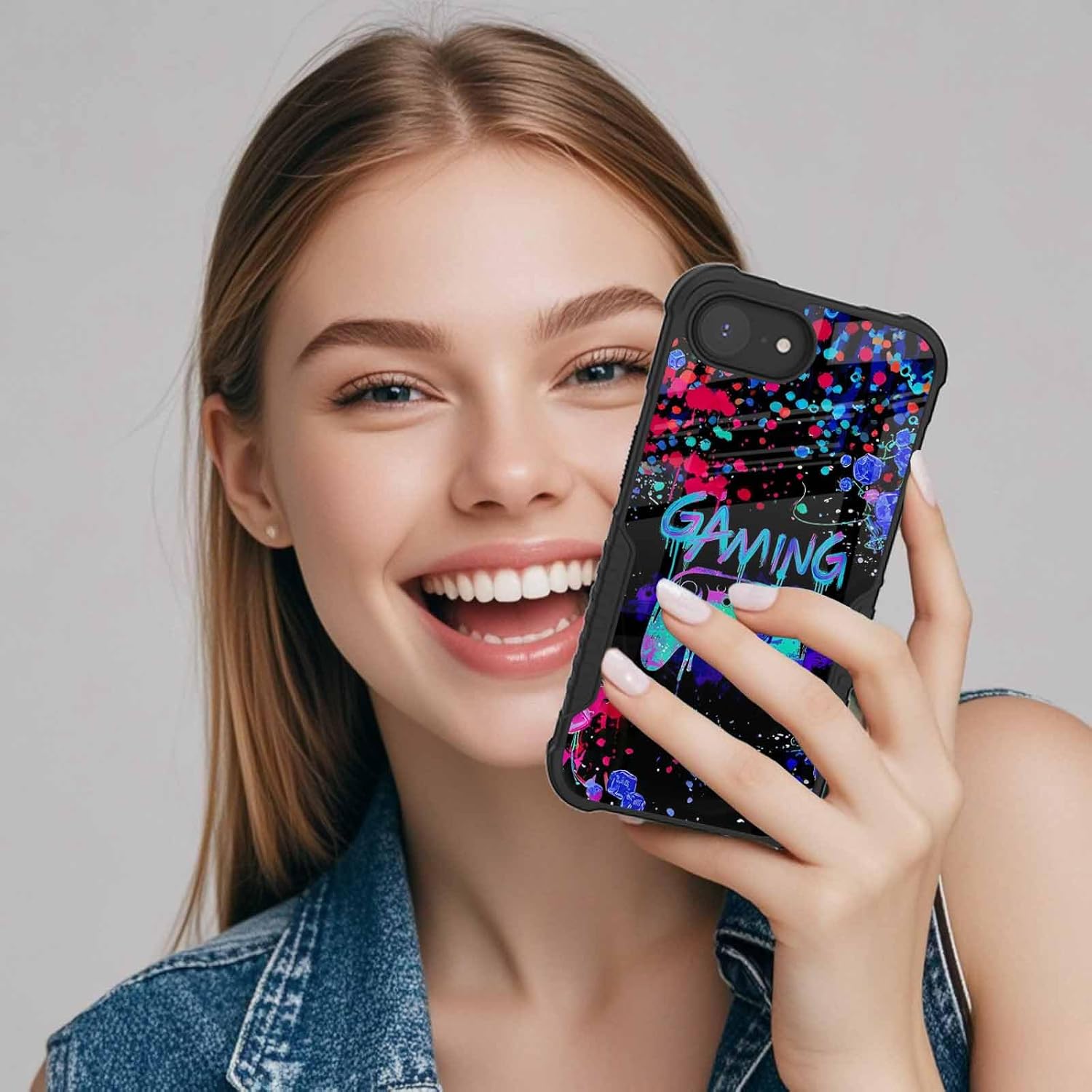 Compatible with iPhone 16e Case Anti Slip Shockproof Hard PC Back Soft TPU Prevention Protective Case, Unique Design Fashion Print for Men Women - Gaming - Image 5