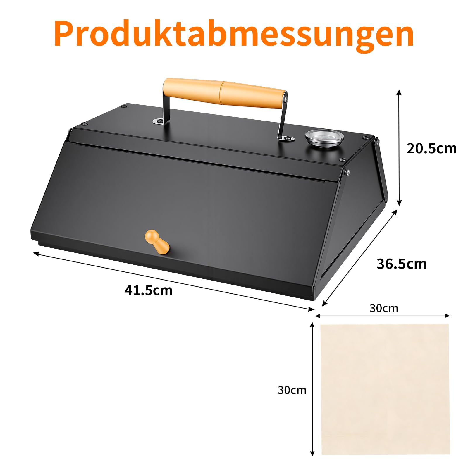 Pizzaofen Stahl Pizzaaufsatz mit Pizzastein BBQ-Pizzaofen Temperaturanzeige 40.3 x 36 x 22 cm