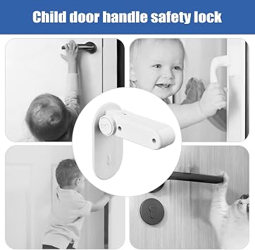 Child Door Lock | Child Proof Door Lock | Cupboard Locks for Children | Childs Safety Locks for Doors | Security Latch Stopper No Drilling Kids Pet Home Kitchen Nursery School Hotel Bathroo