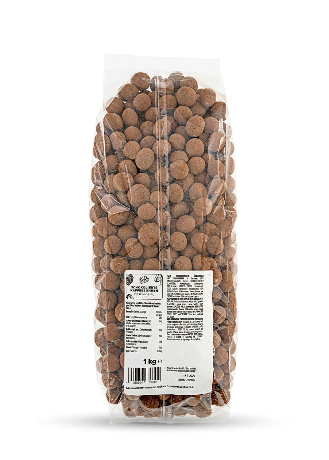 KoRo - Grains de café au chocolat 1 kg - Snack vegan idéal au goût intense de café et enrobé de chocolat.