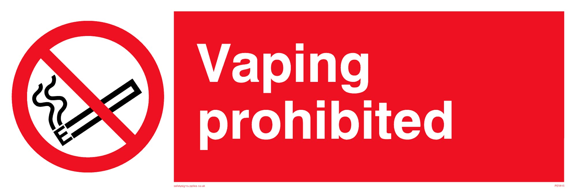 Pack of five - Vaping prohibited Sign - 150x50mm - L15