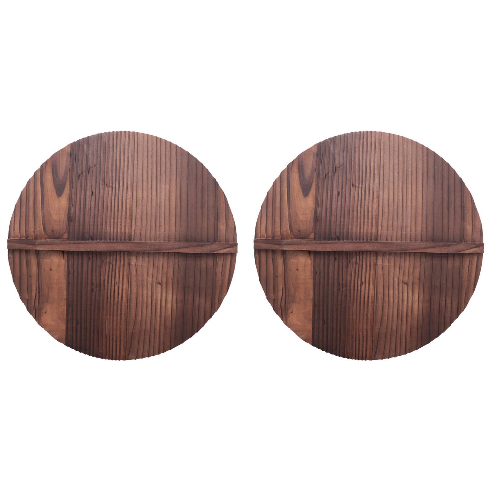 Vjsujehgy 2X Kitchen Multi-Functional Wooden Pot Cover Handle Pan Lid Eco-Friendly Anti-Scalding Wood Baking Pot Lids Cover 36cm