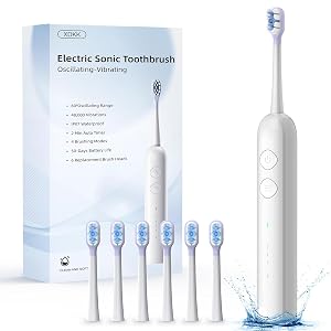Electric Toothbrush-Oscillation Vibration Sonic Electric Toothbrush for Adults with 6 Brush Heads for Travel Teeth Care 48000VPM Motor