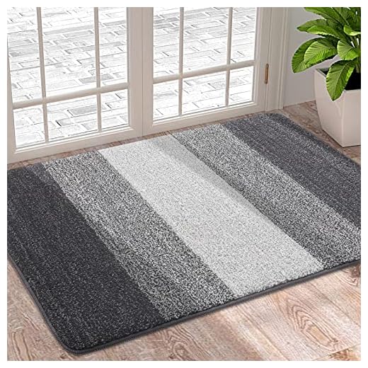 Homaxy Door Mats Indoor, Machine Washable Soft Doormats, Dirt Trapper Door Mat, Super Absorbent Entrance Rug, Non-slip Floor Mats For Inside, Front Back Door, Pets and Dogs (50 X 80 cm, Grey)