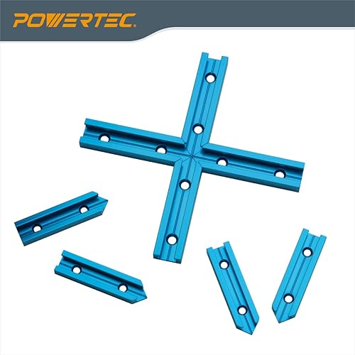 Miniatura 2 de POWERTEC 71713 - Pista en T universal de perfil de doble corte con agujeros de montaje preperforados con kit de intersección 48 pulgadas
