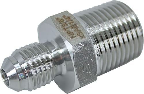 Miniatura 3 de HFS (R) Adaptador de manguera NPT macho de 38 pulgadas a macho SAE de 14 pulgadas de acero inoxidable 304 (38 pulgadas MNPT x 14 pulgadas MSAE)