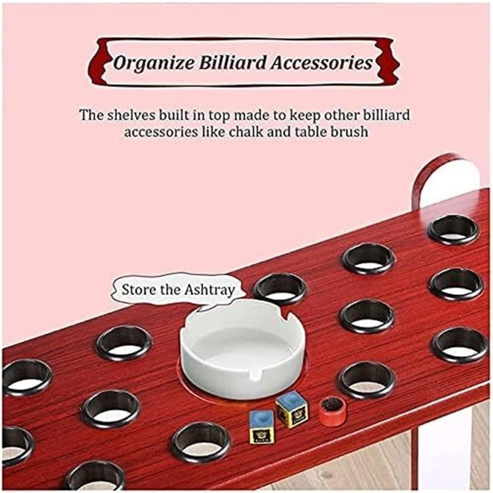 Billiards Rack 18 Holes Pool Holder,Floor Red Billiard Organizers Racks,3Cm Plastic Circle Pads Pool Holder
