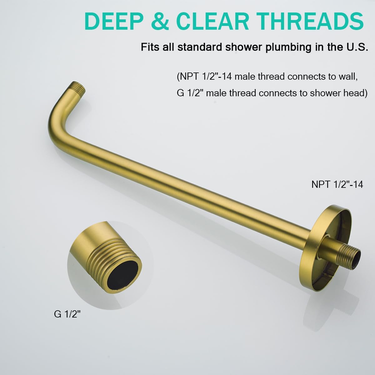 16 Inch Shower Arm with Flange,SUS304 Stainless Steel 90 Degree Rain Shower Head Extension Arm,Wall-Mounted Shower Head Arm for Fixed Shower Head,Champagne Bronze Finish,SE-RD91018-16CB