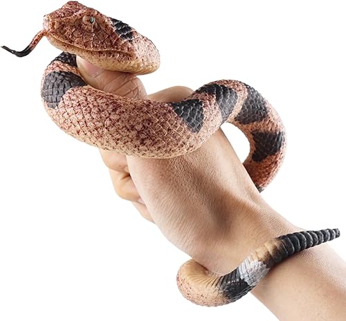 SCAHOW Juguetes de serpiente falsa, figura de serpiente de goma suave realista que asusta a pájaros y ardillas, figuras de juguete de serpiente de