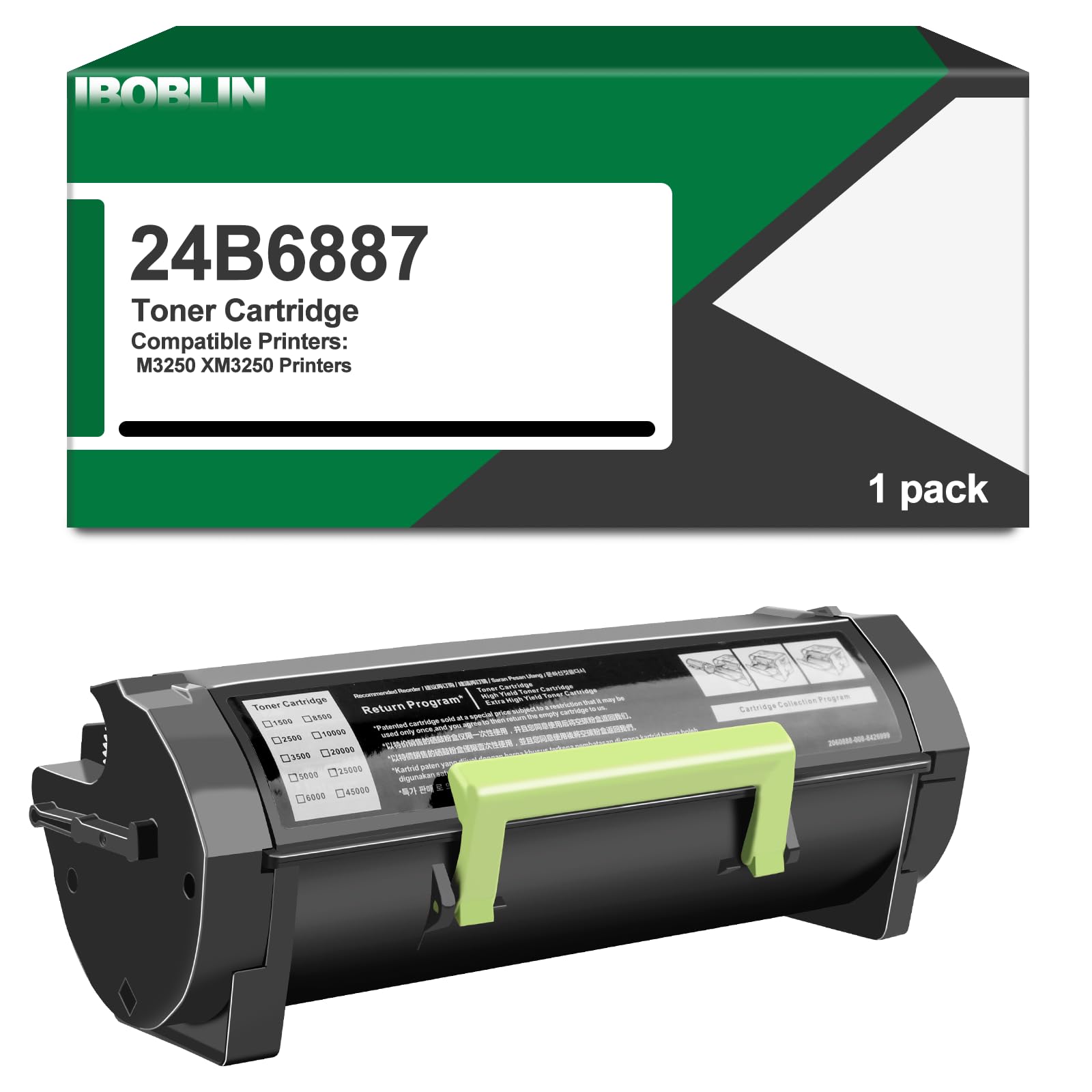 24B6887 Toner Cartridge Black Compatible with Lexmark 24B6887 Toner Cartridge for for M3250 XM3250 Printers (1 Pack)