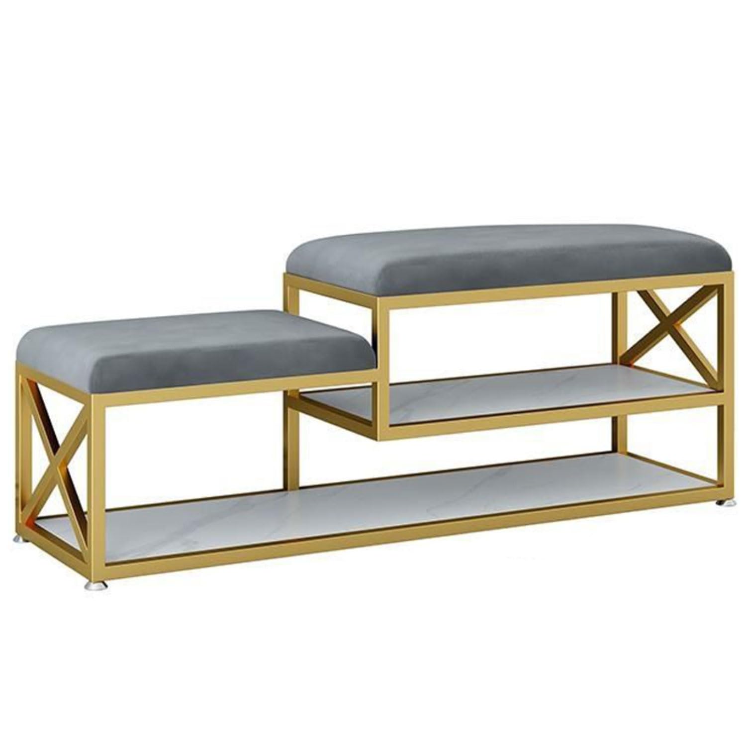 Banc à chaussures avec rangement et assise rembourrée pour entrée étroite