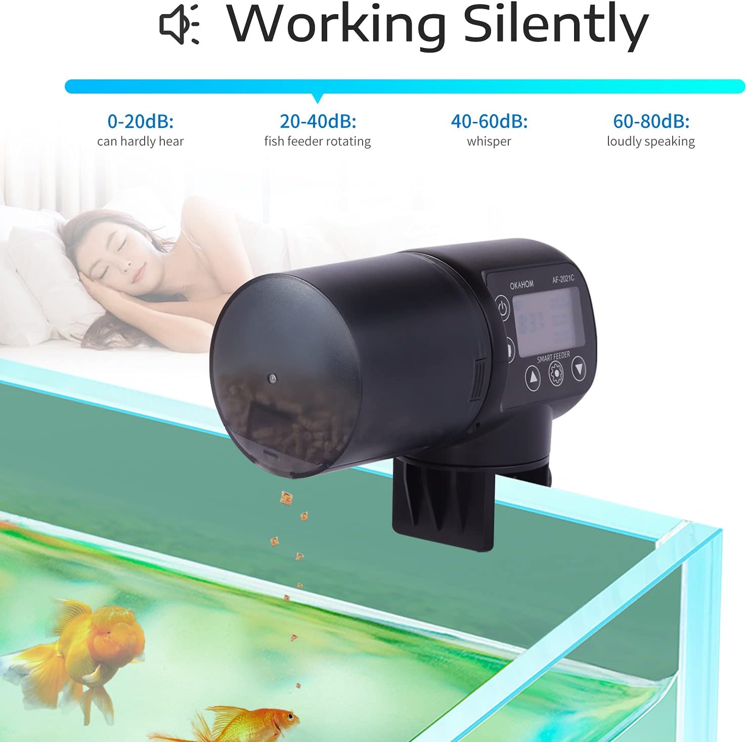 Automatic Fish Feeder for Aquarium - Easy Programmable Fish Feeder Automatic Dispenser for Turtle Fish Tank Timer Fish Food Vacation Feeder for Weekend, 200ml/6.7oz, Moisture-Proof