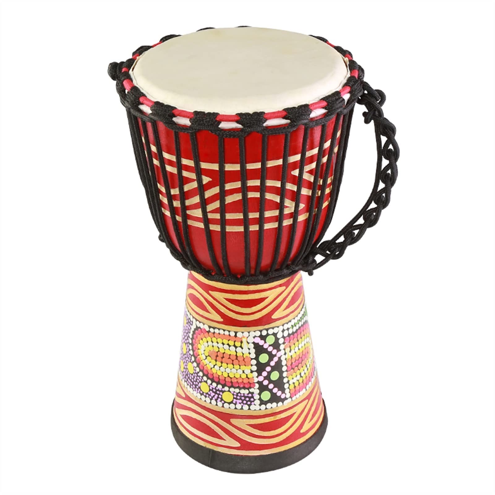 FLFL Djembe Tambor Djembe Pintado De 8 Pulgadas para Niños Principiantes Jugando A La Pandereta De Madera De Piel De Cabra